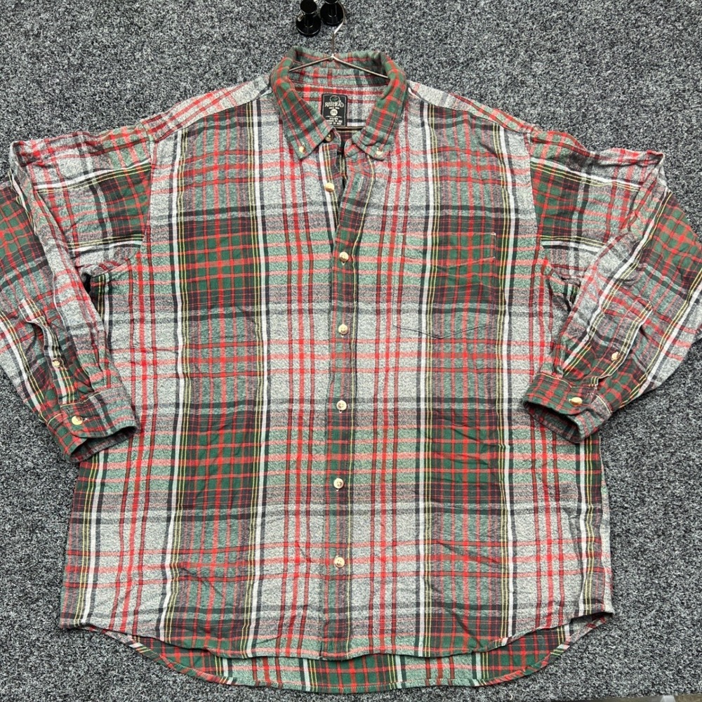 RedHead Shirt Mens 2XL Plaid Flannel Button Down Green Red Gray 100% Cotton - Picture 1 of 6